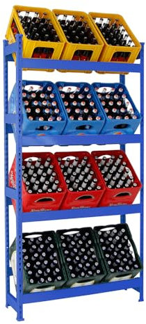 PROREGAL Getränkekistenregal High Big Camel | Blau | 12 Kisten | HxBxT 200x100x30cm | Kistenregal Getränkeregal Wasserkistenregal Bierkistenregal