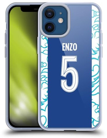 Head Case Designs Offizielle Chelsea Football Club Enzo Fernández 2022/23 Spieler Home Kit Softgelhülle Kompatibel Mit Apple iPhone 12 Mini Und Kompatibel Mit Magsafe Zubehör