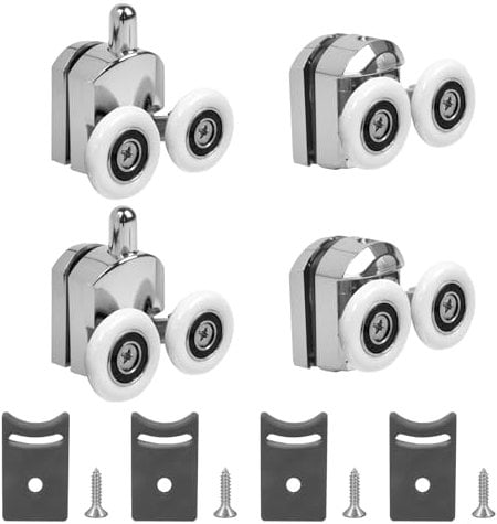 TAIXING Set di 4 Rulli per Porta Doccia Rotelle Box Doccia Cuscinetti Box Doccia Rotelle Diametro e 25mm per Vetro 4-6mm Porta Scorrevole Parti di Ricambio Silenziose(2 Rulli Superiori e 2 Inferiori)