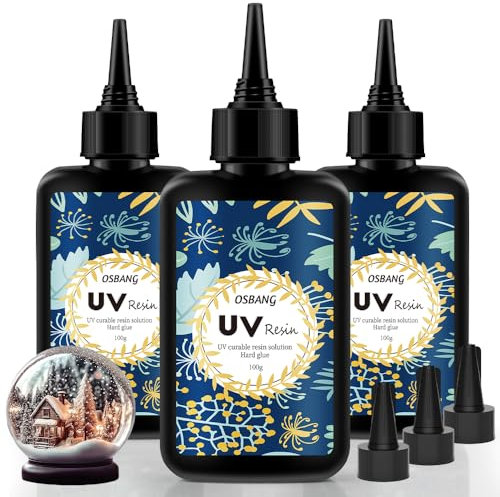 OSBANG 300g UV Harz klarUV Resin hart,verbesserte Formel UV-Harz, Solar aktiviertes Klebeset Transparent Resin, Ultraviolett schnell härtender Resin für Schmuckherstellung und Dekoration