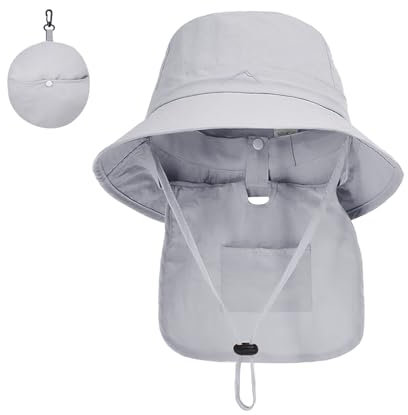 TAGVO Sombrero de Pesca con Protección Cuello para Hombre Mujer, Protección UV ala Ancha Sombreros para el Sol, Sombrero de Pescador Plegable Impermeable para Cámping Excursionismo Caminando