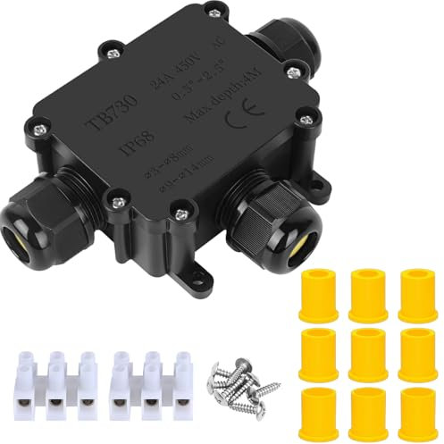 Abzweigdose,Erdkabel Klemmdose Verbindungsdose, 3 Wege Junction Box, IP68 Wasserdichte Verteilerdose, Kabelverbinder Aussen, Elektrischer Außenverteilerdose（1 Stück）)