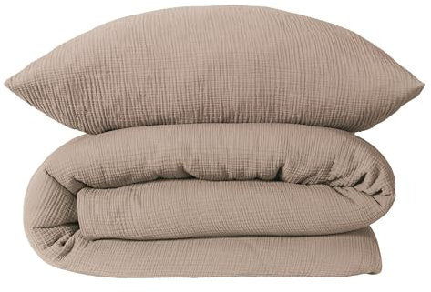 Schiesser Bettwäscheset Molly - Musselin - 2-teilig - 135 x 200 cm - Taupe