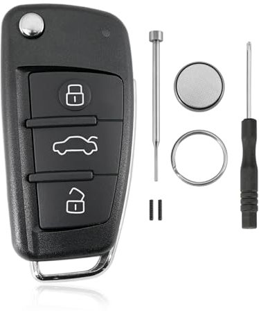 For Audi Key Fob Replacement For Audi A3 Car Key For Audi A3 Key Cover For Audi A4 Key Fob For Audi Key Fob Replacement 3 Buttons Car Key Fob Case Shell Battery CR2032 Pin Removal Tool