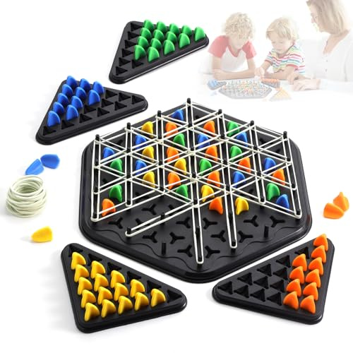 Hbaid Triggle Game with Rubber Bands, Chain Triangle Chess Game, Board Games Triangle, Chains Triangle Game, Triggle Board Game, Triangle Chess Board Game for 2-4 People