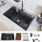 MEJE 80x46cm Drop-in Large Single Bowl 11 Gauge 304 Stainless Steel Workstation Kitchen Sink with Accessories Black