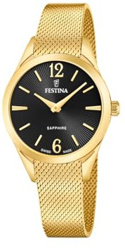 Festina Swiss Made Ladies Gold PVD-Plated Watch with Mesh Bracelet F20077/5