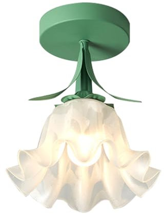 Plafonnier Fleur Plafonnier Semi-encastré Vintage Pour Couloir, Salle De Bain En Verre, Petit Lustre E27 Luminaires de Plafond Floraux Pour Porche, Entrée, Ferme, Foyer Cuisine Escalier Balcon (A)