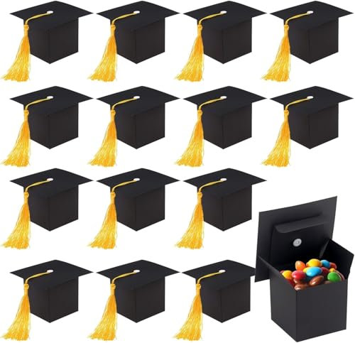 ZDNT 30 Stück Abschluss Deko Geschenkbox Abschlussfeier Geschenkschachtel Doktorhut Deko Box Abschluss Candy Box Bachelor Hut Geschenkbox für Abschlussfeiern Verpacken Süßigkeiten Schokolade (30)