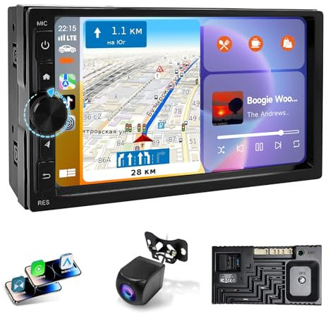 Haudio 2 Din Car Stereo,7 inch HD Touch Screen,Wireless Apple CarPlay Android Auto Car Screen,with Backup Camera,GPS Navigation, Mirror Link,FM Audio Receivers,Bluetooth 5.0 Music Player