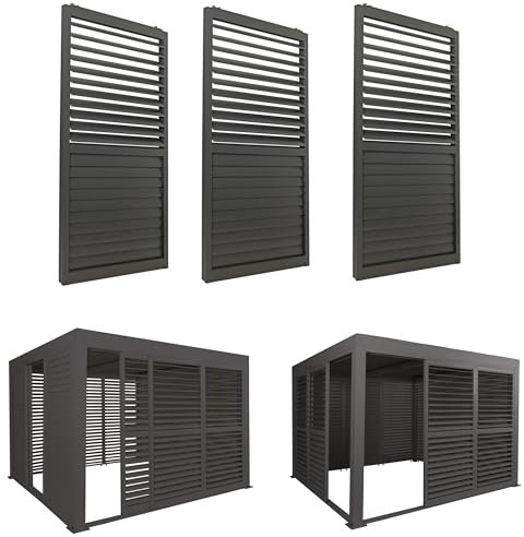 Mendler 3er-Set Schiebetür für Pergola HWC-L46 206x272cm - anthrazit