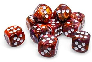 Symphony Festliche Würfel mit weißen Pips D6, 16 mm, 12 Stück, Chessex