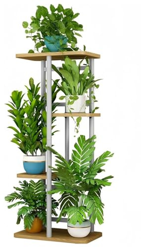 Dazioter Plant Stand Indoor 4 Tier 5 Potted Multiple Plant Shelf Stands for Garden Corner Balcony Living Room White