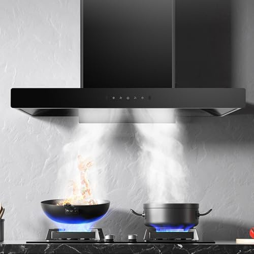 Hotte De Cuisinière Murale 35 Pouces, 283 W, Multifonctionnelle, Avec Ventilateur À 3 Vitesses, Éclairage LED, Grand Volume D'air De 20 M³/min, Écran Pliable Amovible, Pour Cuisine, Salle À Manger