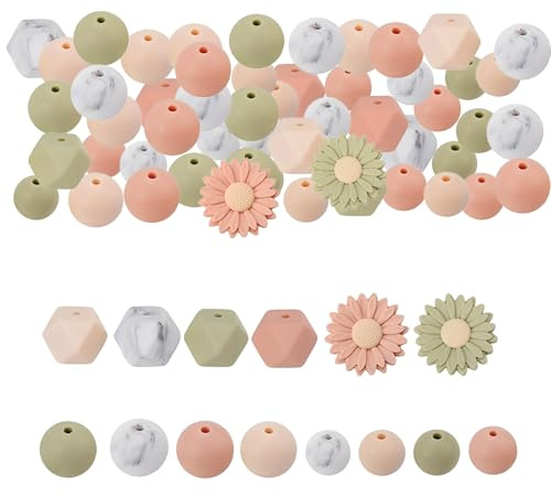 Silikonperlen Bulk, Daisy Lose Rubber Silikonperlen für Handwerk, Stifte Dekoration, Halskette Armband Schlüsselanhänger herstellen