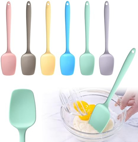 Ensemble de 6 Spatules Silicone, Spatule à Mélanger, Qualité Alimentaire, Résistante aux Hautes TempéRatures, 220 °C, Outil de Cuisine pour la Cuisson des Gâteaux, Plusieurs Couleurs Disponibles