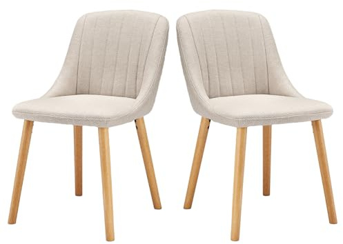 Goeurvant Beige Dining Chairs for Living Room with Wood Legs Kitchen Chair Upholstered Chairs
