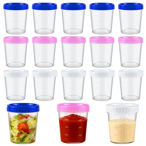 HHXUUAN 18Pk 120ml 4oz Food Containers, Leakproof Airtight Pots with Lids | Small reusable snack pots with measurement marks, microwave/dishwasher/fridge safe, ideal for gym travel picnic camping