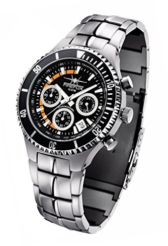 FIREFOX Silver Surfer FFS13-102b schwarz Herrenuhr Armbanduhr massiv Edelstahl Chronograph Sicherheitsfaltschließe 10 ATM Water Resistant