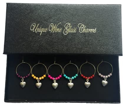 Libby's Market Place Celtic Hearts Wine Glass Charms with Small Beads with Gift Box