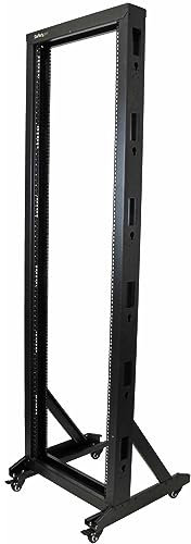 StarTech.com Rack Serveur Mobile 42U à 2 Mâts, Rack Réseau 19 à 2 Mâts avec Roulettes, Rack Ouvert Roulant pour Équipement AV/Data/Media/IT, Rack Ordinateur - Roulettes Incluses (2POSTRACK42)