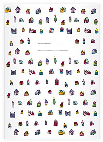 Kartenkaufrausch 4 Nette DIN A4 Schulhefte, Schreibhefte mit Häuschen auch für Hausaufgaben Lineatur 25 (liniertes Heft)