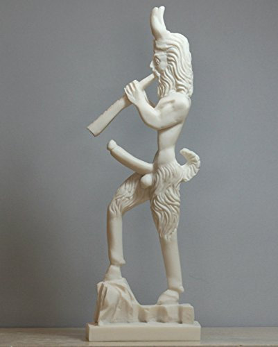 Griechische Wilde Natur Gott PAN Faunus Penis Fruchtbarkeit Alabaster Statue Skulptur 29 cm