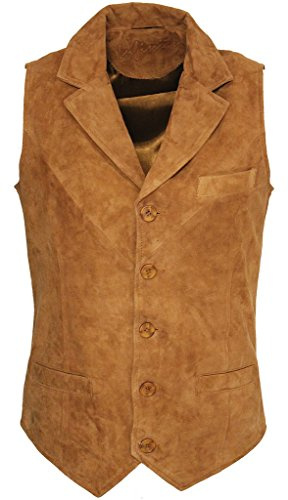 Men’s Smooth Goat Suede Classic Smart Tan Leather Waistcoat 2XL