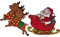 Flicken mit Weihnachtsmann und Schlitten mit Rentier, bestickt, zum Aufbügeln/Aufnähen
