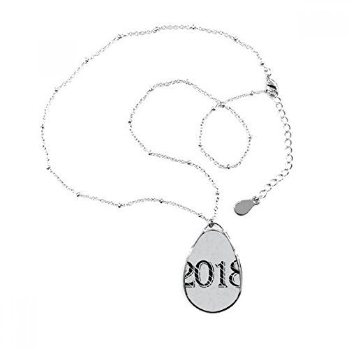 Slash Schriftart 2018 Happy New Year Teardrop Anhänger Halskette Schmuck mit Kette Dekoration Geschenk