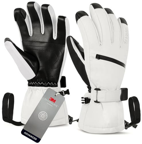 Unigear Skihandschuhe Herren Damen, Wasserdicht rutschfest Thermohandschuhe Winter Handschuhe für Skifahren Snowboard Eislaufen Wandern Radfahren