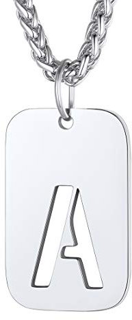 FindChic Personalisiete Erkennungsmarke Buchstabe A Halskette Armee Stil Herren Anhänger Freundschafts Kette für Herren Männer