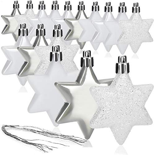 com-four® 16x Sternaufhänger - dekorativer Weihnachtsschmuck - Christbaumschmuck in Sternform - Weihnachtsstern - Tannenbaumkugeln zur Weihnachtsdekoration