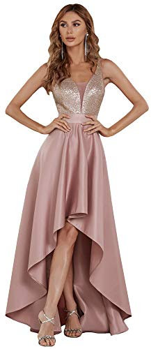 Ever-Pretty Vestido de Fiesta Sin Mangas Escote en V Corte Imperio Elegant Alta Baja Mujer Orquídea 48