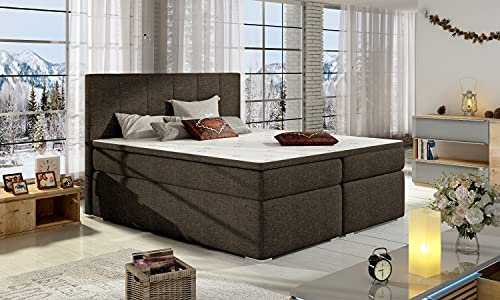 All4All Boxspringbett Bali 140x200cm Polsterbett Bett Gewebe Künstleder Polsterbett Möbel 23 (Sawana26)