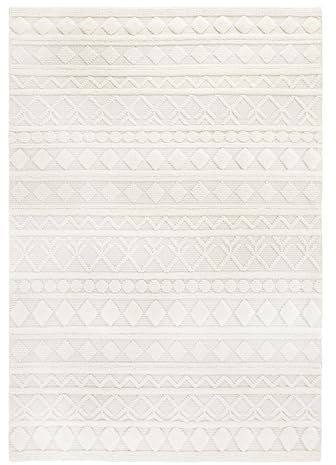 -LUXOR- living Hägga Wollteppich - Ideal für Wohnzimmer im Boho Style oder als Teppich Esszimmer im Skandinavischen Stil - Creme 70 x 140 cm