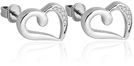 Titan Ohrringe für empfindliche Ohren, Titan Ohrstecker für Frauen, Herz Kreuz Hexagon Runde CZ Ohrstecker (Heart)