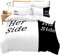 Loussiesd Her Side His Side Bettwäsche-Set, Super-King-Size-Größe, Weiß/Schwarz, für Paare, Trösterbezug für Damen, Liebhaber, Mikrofaser, Bettbezug-Set, weich, atmungsaktiv, Raumdekoration,