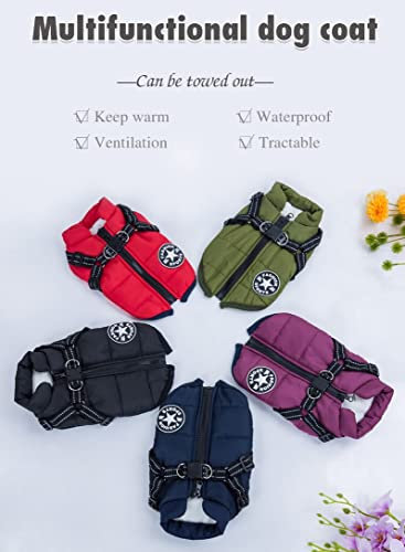 wasserdichte Hundejacke Hundejacke Winterweste Jacken Hundemantel Hundepullover Hunde Skifahren Kostüm Ärmellose Baumwolle Gepolsterte Weste Mit Brustgurt Gurt(M, Schwarz)