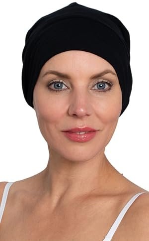 Deresina Headwear Satin Beanie, Sleep Cap for Hair Loss - (Black)