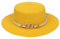 VPbao Panama Elégant Femme Chapeau Melon en Paille Anti Soleil avec Boucle Mariage Cérémonie Soirée Jaune