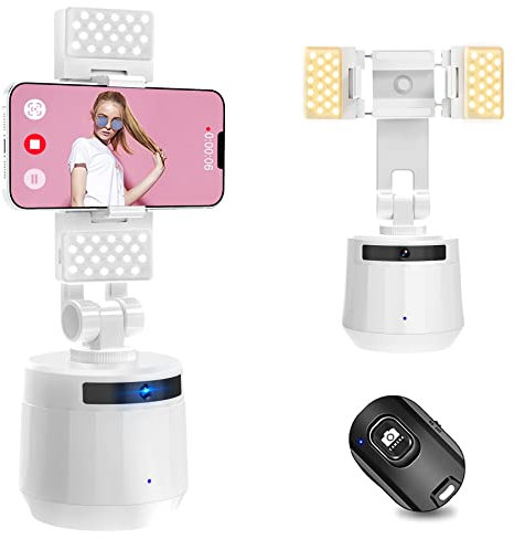 YENDILI Auto Face Tracking Tripod for iPhone Phone Tripod Stand Holder for Video Recording Selfie Stick Tripod with Remote Influencer Content Creator Vlogging Kit AI Phone Gimbal Stabilizer, White