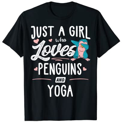 Just A Girl Who Loves Pinguine And Yoga Geschenk Frauen T-Shirt
