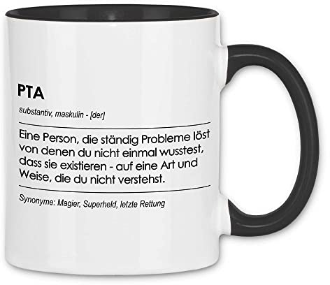 wowshirt Tasse Geschenk für PTA Definition Geburtstag Weihnachten, Farbe:White - Black