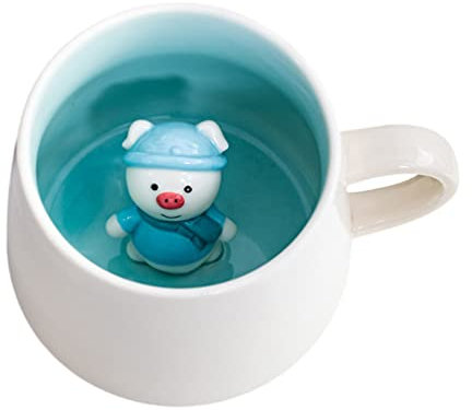 Biigming Tasse Cochon 3D, Tasse Aniaml 3D en Céramique, 350 ml Mug Humour Faite à la Main, Tasse à Café comme Cadeaux pour Noël, Anniversaire, Femmes, Enfants(Cochon)