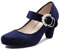 Elerhythm Damen Mary Jane Schleife Geschlossene Zehen Vintage Pumps Heels Gatsby Viktorianische 1920er Kleider Faux Wildleder Schuhe, Samtiges Blau, 42.5 EU