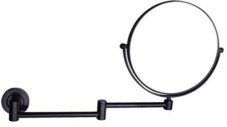 Make-up-Spiegel zur Wandmontage, 20,3 cm Kosmetikspiegel für Badezimmer, runde Messingspiegel mit Vergrößerung, schwarz, 7-fach (schwarz, 5-fach)