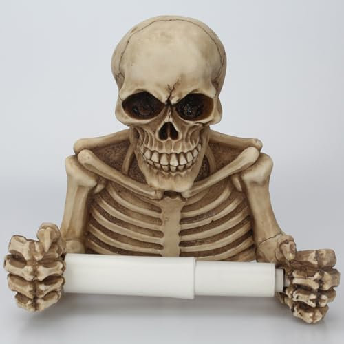 OSALADI Décor Vintage Crâne Porte Papier Toilette Serviette en Papier Support Mural Brun Porte Papier Hygiénique Porte-Rouleau De Papier Toilette Porte-Papier Tissu Décorer Support Tige