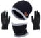 AOUVT Wintermütze Schal Touchscreen Handschuhe Set, Mit Wolle Gefütterter, Warmer Strickmützenschal Unisex Beanie Strickmütze Winterhandschuhe Elastische Mütze, Handschuhe, Halstuch Set