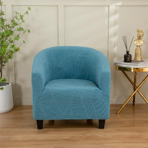 Highdi Sesselhussen 1 Sitz Wasserdicht Jacquard-Stoff Stretch Sesselbezug Universal Sesselschoner, Sofahusse für Drinnen im Freien Clubsessel Loungesessel Cocktailsessel (Blau)